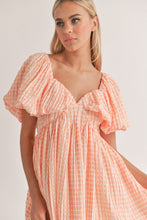 Orange Sweetheart Neckline Puff Sleeve A-Line Dress