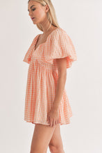 Orange Sweetheart Neckline Puff Sleeve A-Line Dress