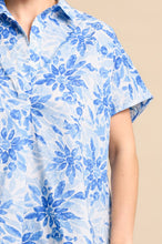 Blue Floral Printed and Oversize Poplin Shirts