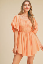 Papaya Bubble Sleeve Flared Mini Dress