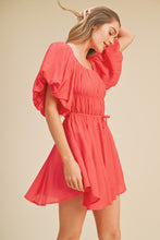 Cherry Pink Bubble Sleeve Flared Mini Dress