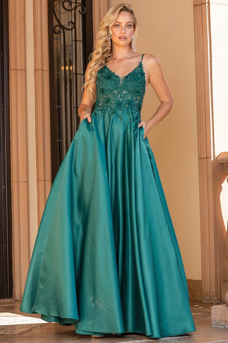 Hunter Green Lace Top A Line Contrast Dress
