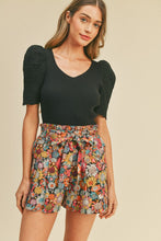 Black Multi Floral Print High Waist Shorts