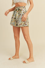 White Multi Floral Print High Waist Shorts