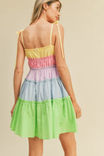 Limeade Multi Color Tiered Color Block Mini Dress
