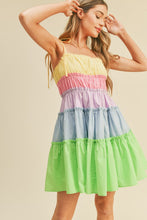 Limeade Multi Color Tiered Color Block Mini Dress