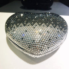 Black Gradient Color Heart Rhinestone Evening Bag