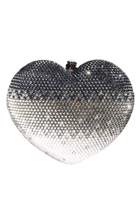 Black Gradient Color Heart Rhinestone Evening Bag