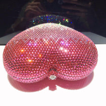 Red Gradient Color Heart Rhinestone Evening Bag