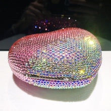 Red Gradient Color Heart Rhinestone Evening Bag