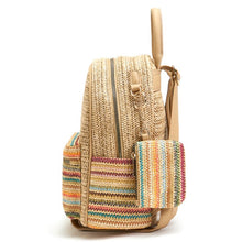 Multi Striped Straw Backpack