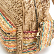 Multi Striped Straw Backpack