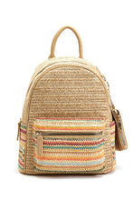 Multi Striped Straw Backpack