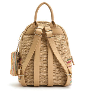 Multi Striped Straw Backpack