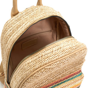 Multi Striped Straw Backpack