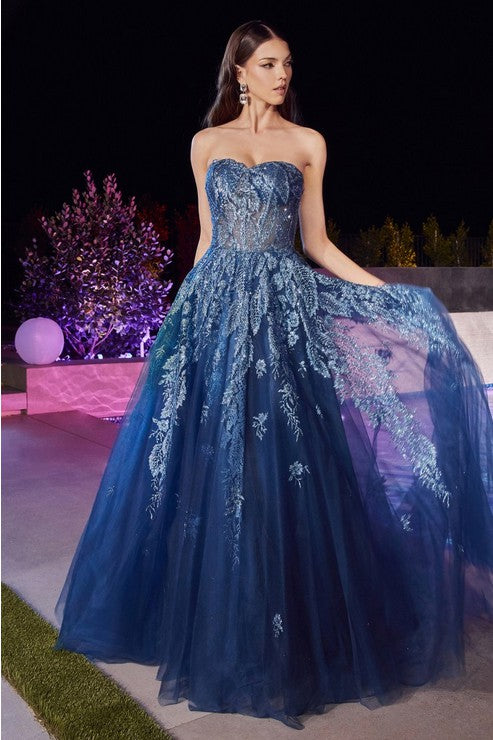 lapis blue prom dress Cocomelody A-Line Royal Blue Prom Dress with Lace CS0485, Royal Blue