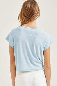 Baby Blue Cap Sleeve Crop Top