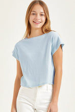 Baby Blue Cap Sleeve Crop Top