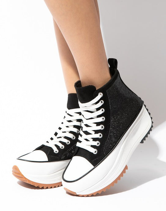 Black Fashion Shiny Height Increasing Sneakers