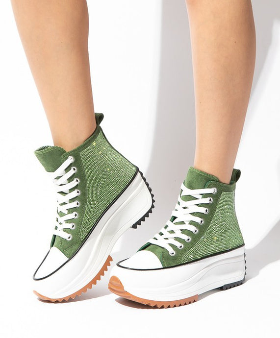 Green Fashion Shiny Height Increasing Sneakers