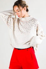 Taupe Sequin Detail Sweater Top