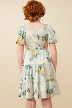 Sage Romantic Floral Smocked Sheen Dress(Mommy & Me Set)