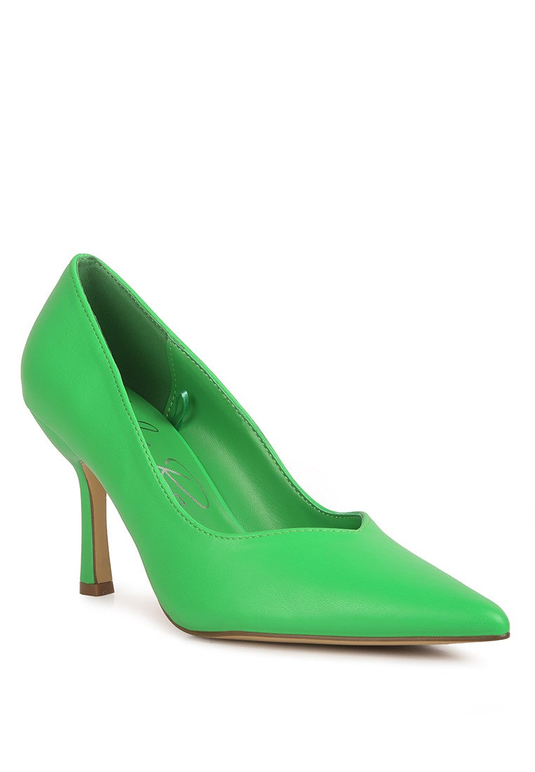 Green Rarity Point Toe Stiletto Heeled Pumps