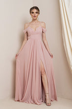 Dusty Blush Beautiful Dress With Shoulder Detail And See-through Lace Back With Side Slit
