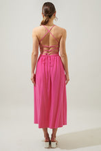 Fuchsia Aisha Open Back Lace Up Midi Dress