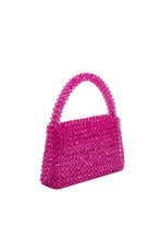 Fuchsia Sherry Lime Beaded Top Handle Bag