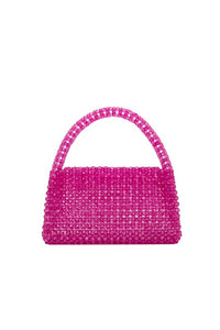 Fuchsia Sherry Lime Beaded Top Handle Bag