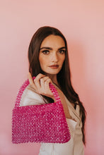 Fuchsia Sherry Lime Beaded Top Handle Bag
