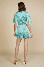 Vivid Blue Mango Floral Print Surplice Romper