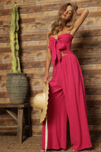 Fuchsia Linen Smocking Top And Pants Set