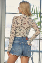 Cowboy Boots And Star Print Mock Neck Bodysuit