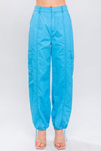 Blue Parachute Cargo Pants w/Adjustable Toggles