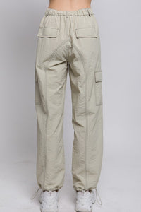 Oat Milk Parachute Cargo Pants w/Adjustable Toggles