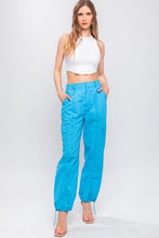 Blue Parachute Cargo Pants w/Adjustable Toggles