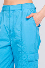 Blue Parachute Cargo Pants w/Adjustable Toggles