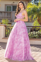 Pink Lace Top A Line Print Contrast Dress