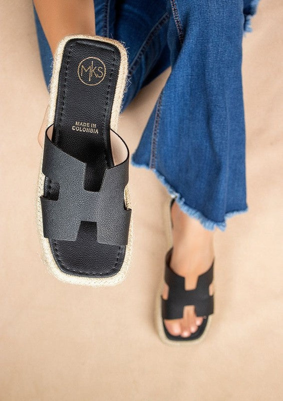 Black Wedge Sandals