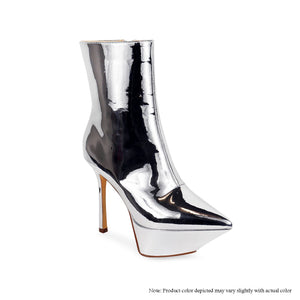 Silver Selene-2 Pointed Platform Stiletto Bootie