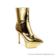 Gold Selene-2 Pointed Platform Stiletto Bootie