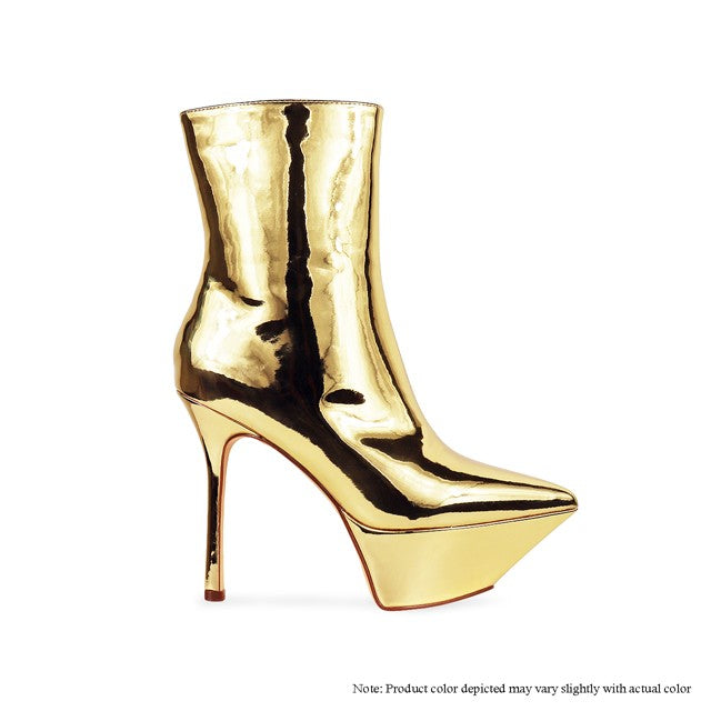 Gold Selene-2 Pointed Platform Stiletto Bootie