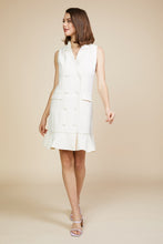 Off White Woven Sleeveless Coat Dress