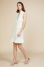 Off White Woven Sleeveless Coat Dress