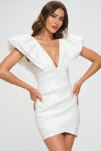 White Pleated Sleeves And Skirt Bodycon Mini Dress