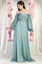Sage Long Sleeve Floor Length A-line Dress