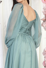 Sage Long Sleeve Floor Length A-line Dress