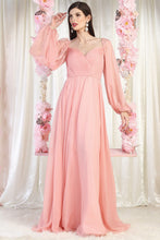 Dusty Rose Long Sleeve Floor Length A-line Dress